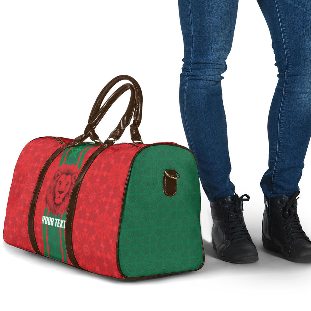 Morocco Football Custom Travel Bag Atlas Lionesses Moroccan Folk Pattern
