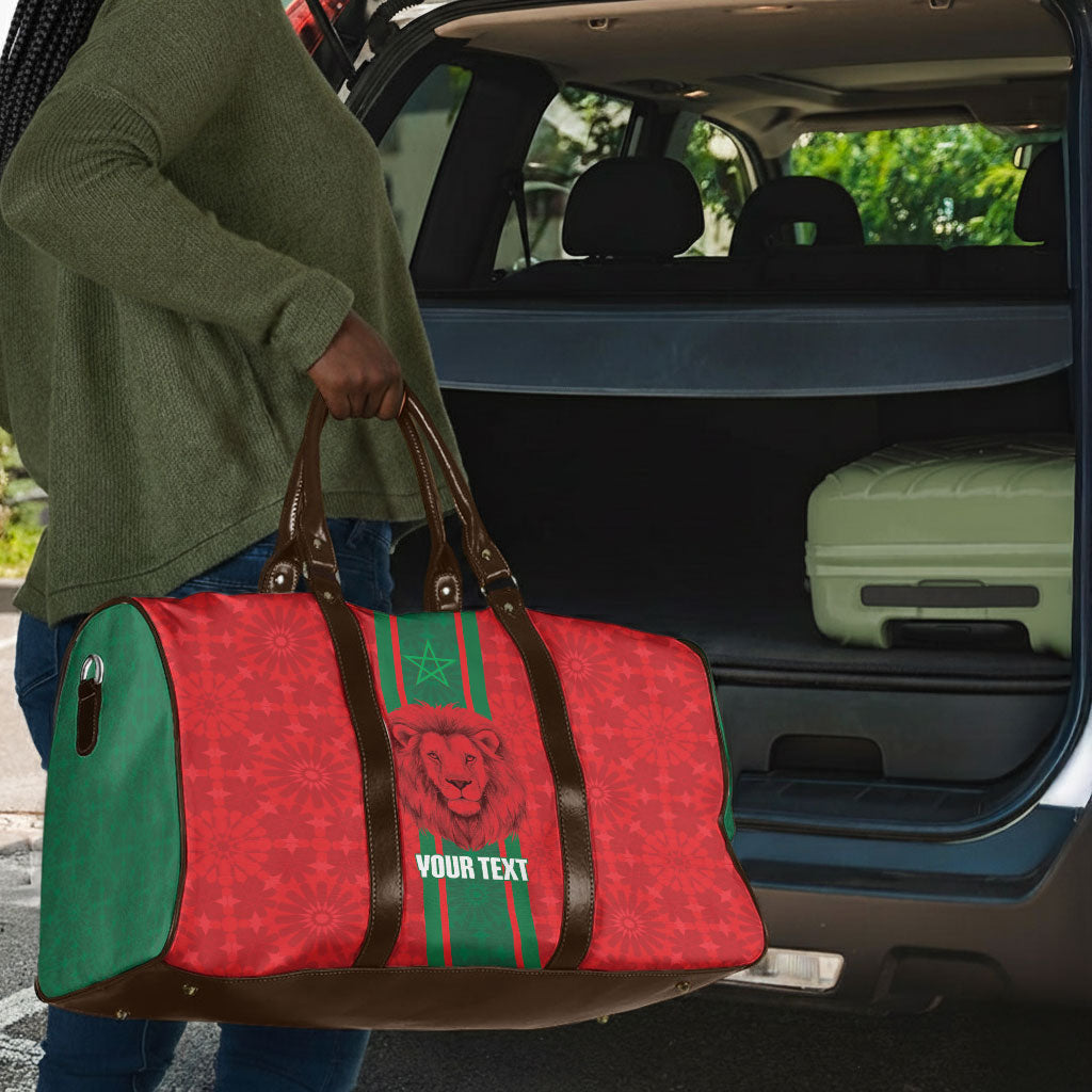 Morocco Football Custom Travel Bag Atlas Lionesses Moroccan Folk Pattern