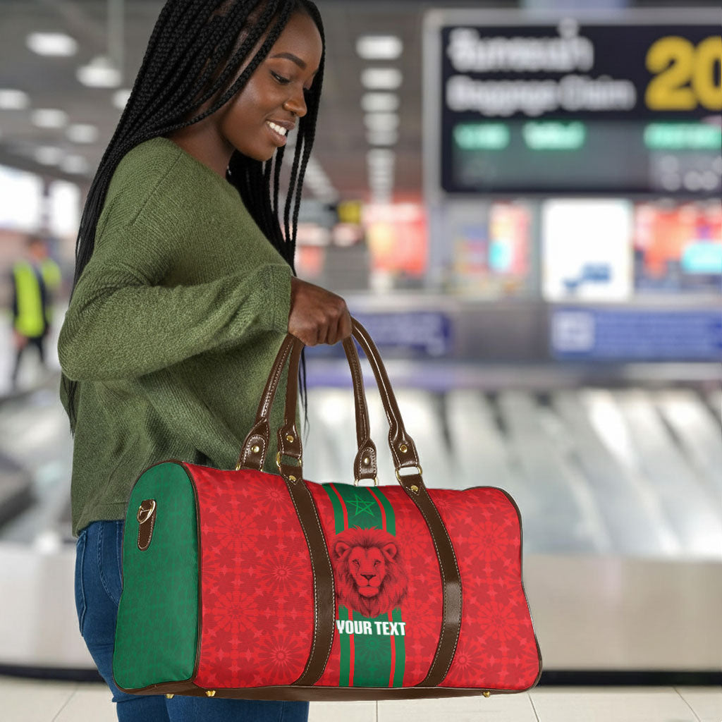 Morocco Football Custom Travel Bag Atlas Lionesses Moroccan Folk Pattern