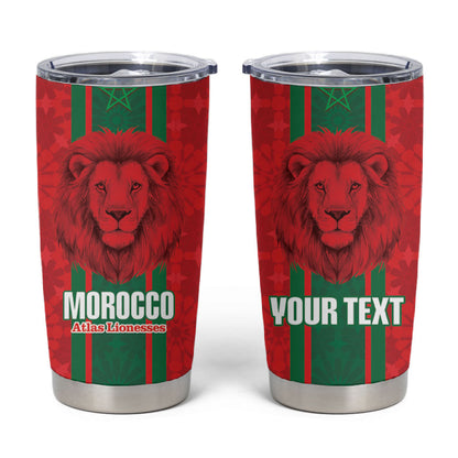 Morocco Football Custom Tumbler Cup Atlas Lionesses Moroccan Folk Pattern