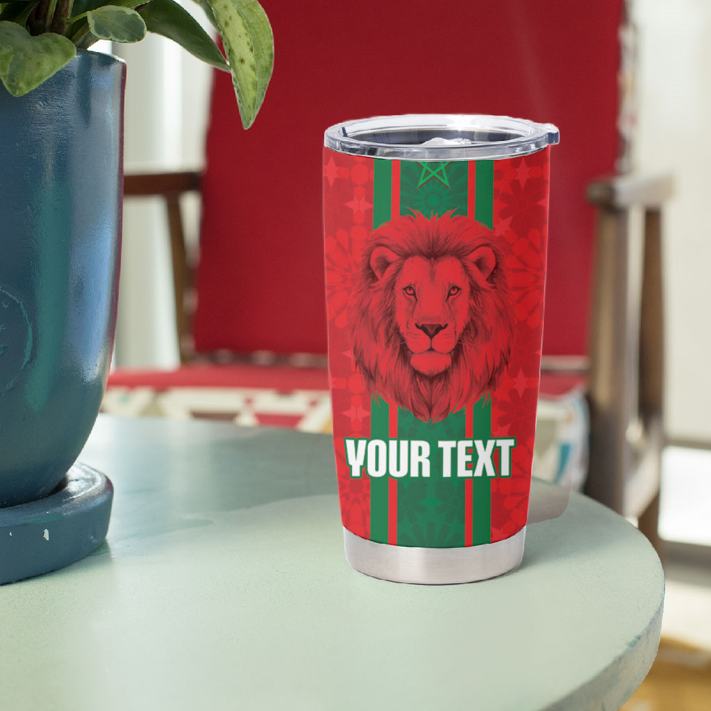 Morocco Football Custom Tumbler Cup Atlas Lionesses Moroccan Folk Pattern