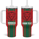 Morocco Football Custom Tumbler With Handle Atlas Lionesses Moroccan Folk Pattern