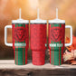 Morocco Football Custom Tumbler With Handle Atlas Lionesses Moroccan Folk Pattern