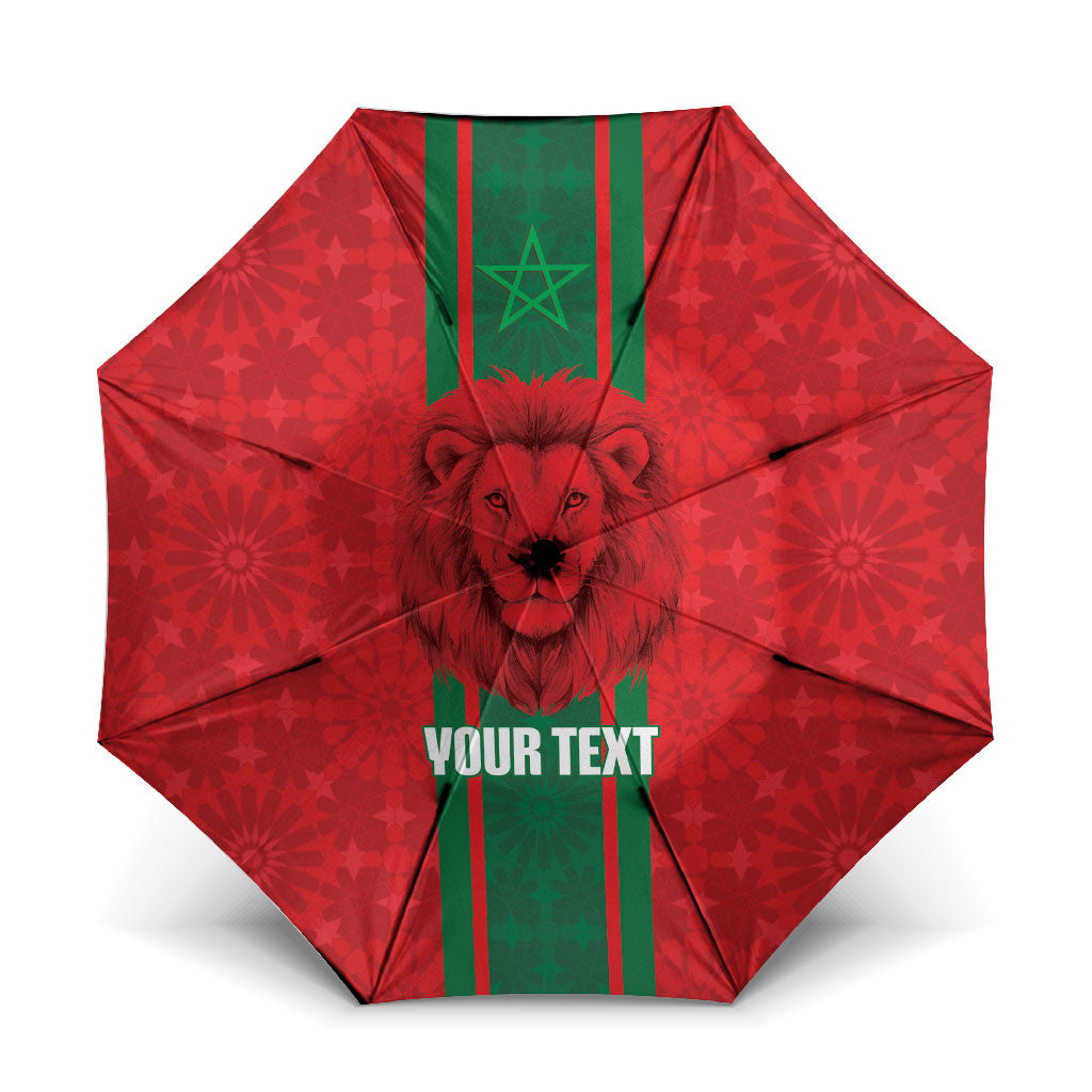 Morocco Football Custom Umbrella Atlas Lionesses Moroccan Folk Pattern