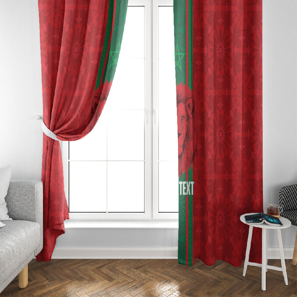 Morocco Football Custom Window Curtain Atlas Lionesses Moroccan Folk Pattern