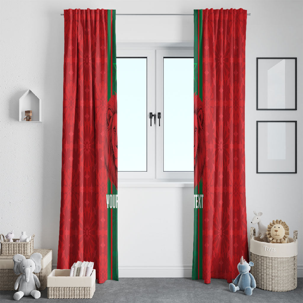 Morocco Football Custom Window Curtain Atlas Lionesses Moroccan Folk Pattern