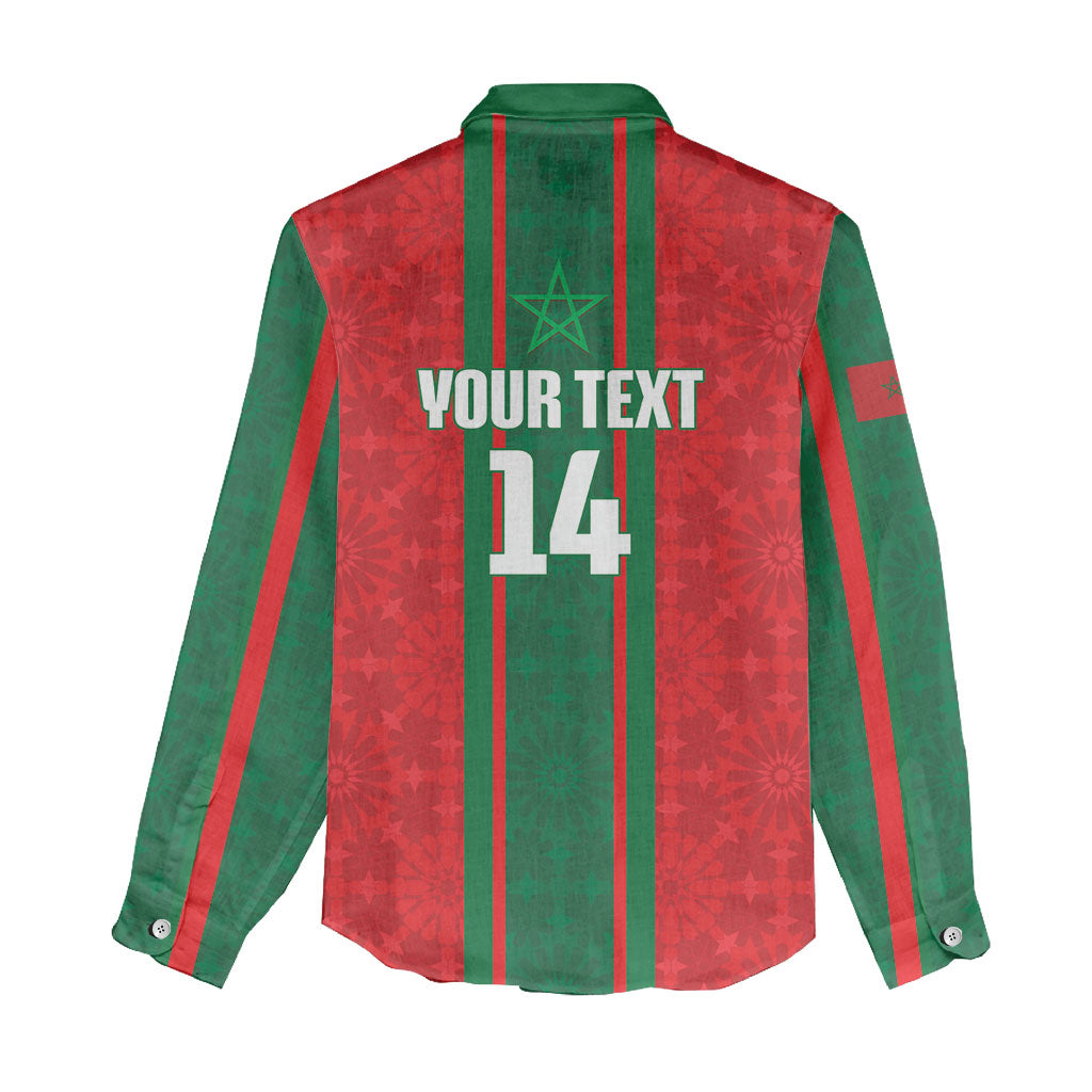 Morocco Football Custom Women Casual Shirt Atlas Lionesses Moroccan Folk Pattern
