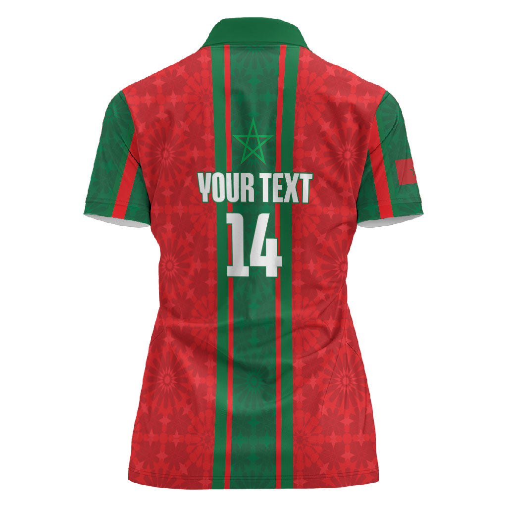 Morocco Football Custom Women Polo Shirt Atlas Lionesses Moroccan Folk Pattern
