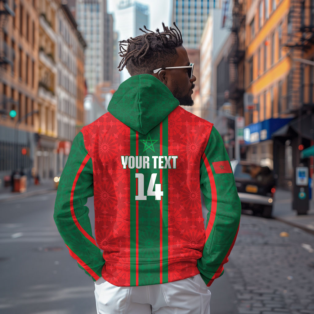 Morocco Football Custom Zip Hoodie Atlas Lionesses Moroccan Folk Pattern
