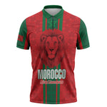 Morocco Football Custom Zipper Polo Shirt Atlas Lionesses Moroccan Folk Pattern