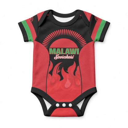 Malawi Football Custom Baby Onesie Red Rising Sun Go Scorchers