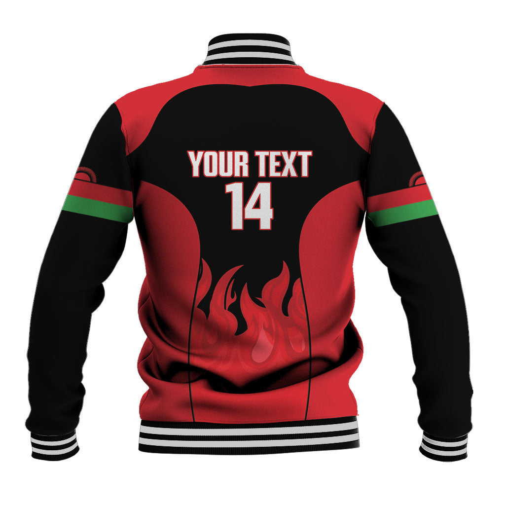 Malawi Football Custom Baseball Jacket Red Rising Sun Go Scorchers