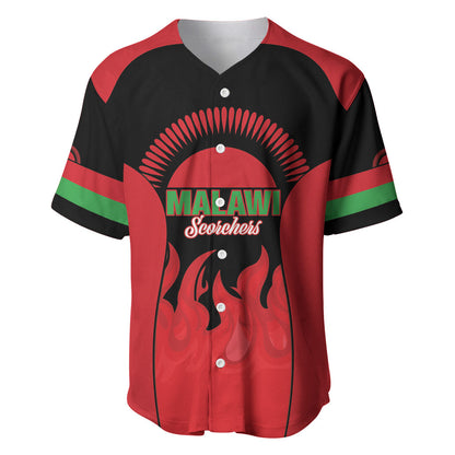 Malawi Football Custom Baseball Jersey Red Rising Sun Go Scorchers