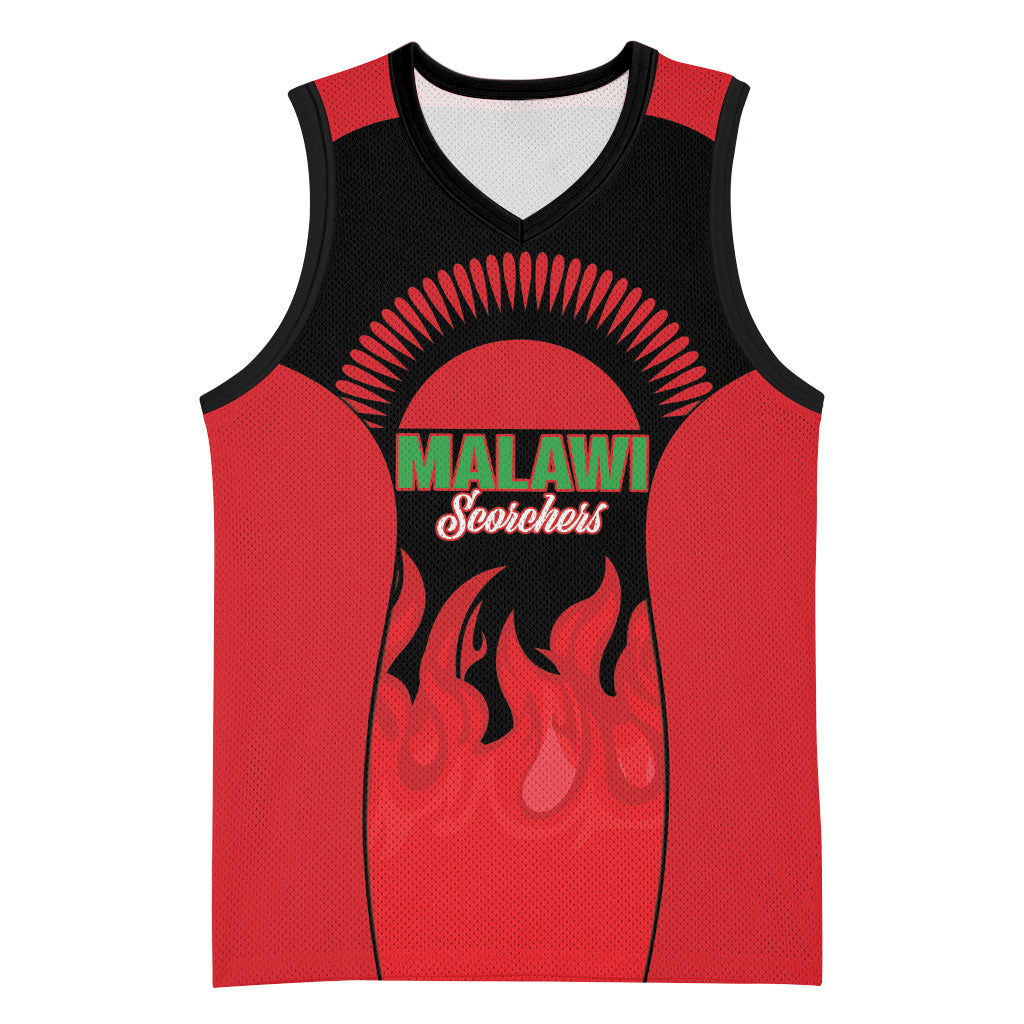 Malawi Football Custom Basketball Jersey Red Rising Sun Go Scorchers