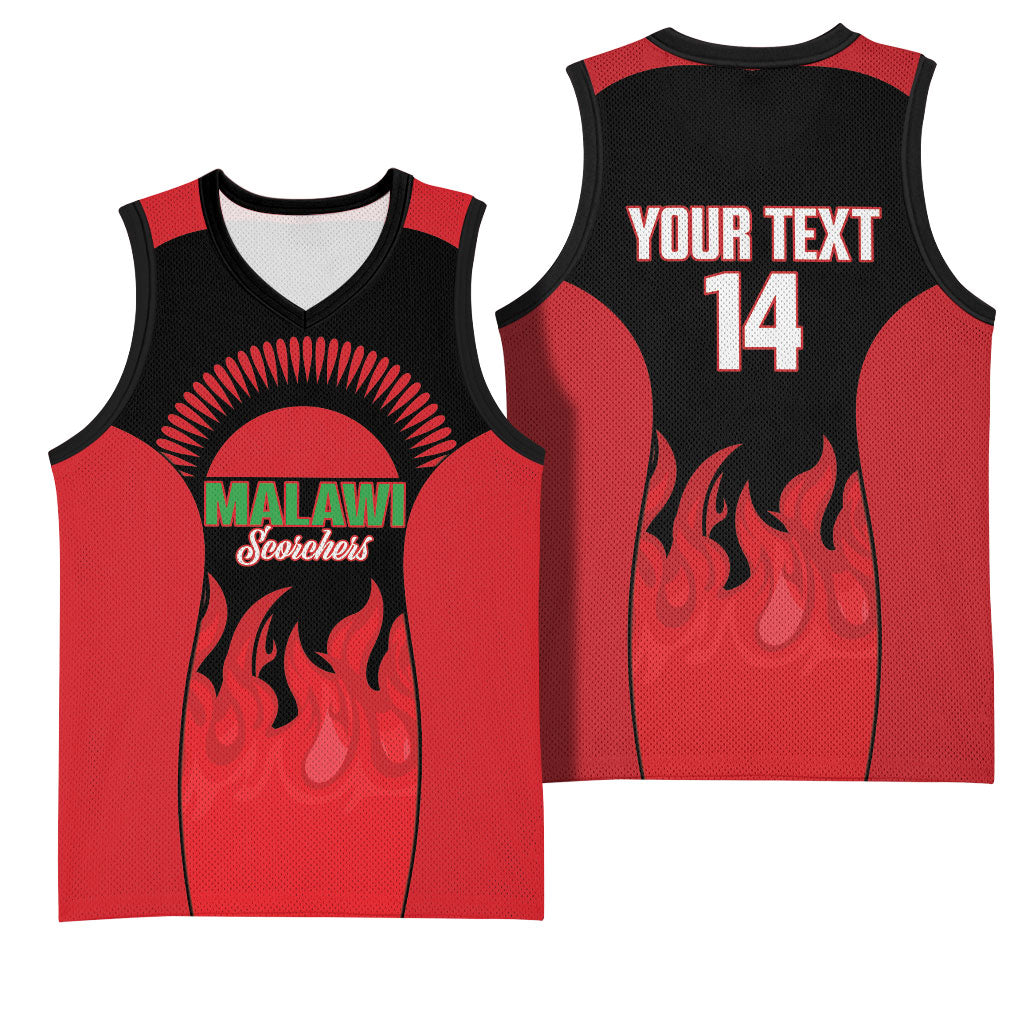 Malawi Football Custom Basketball Jersey Red Rising Sun Go Scorchers