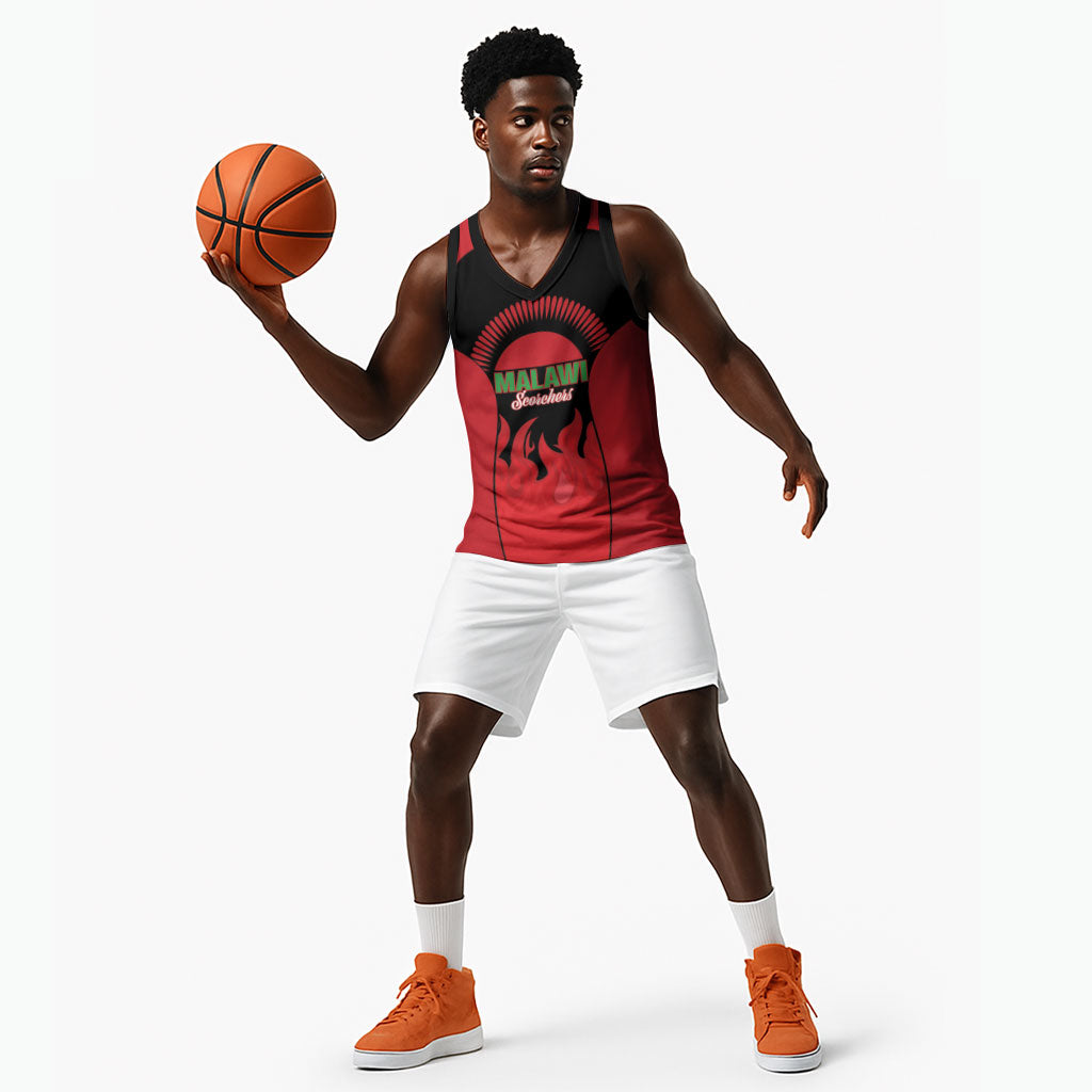 Malawi Football Custom Basketball Jersey Red Rising Sun Go Scorchers