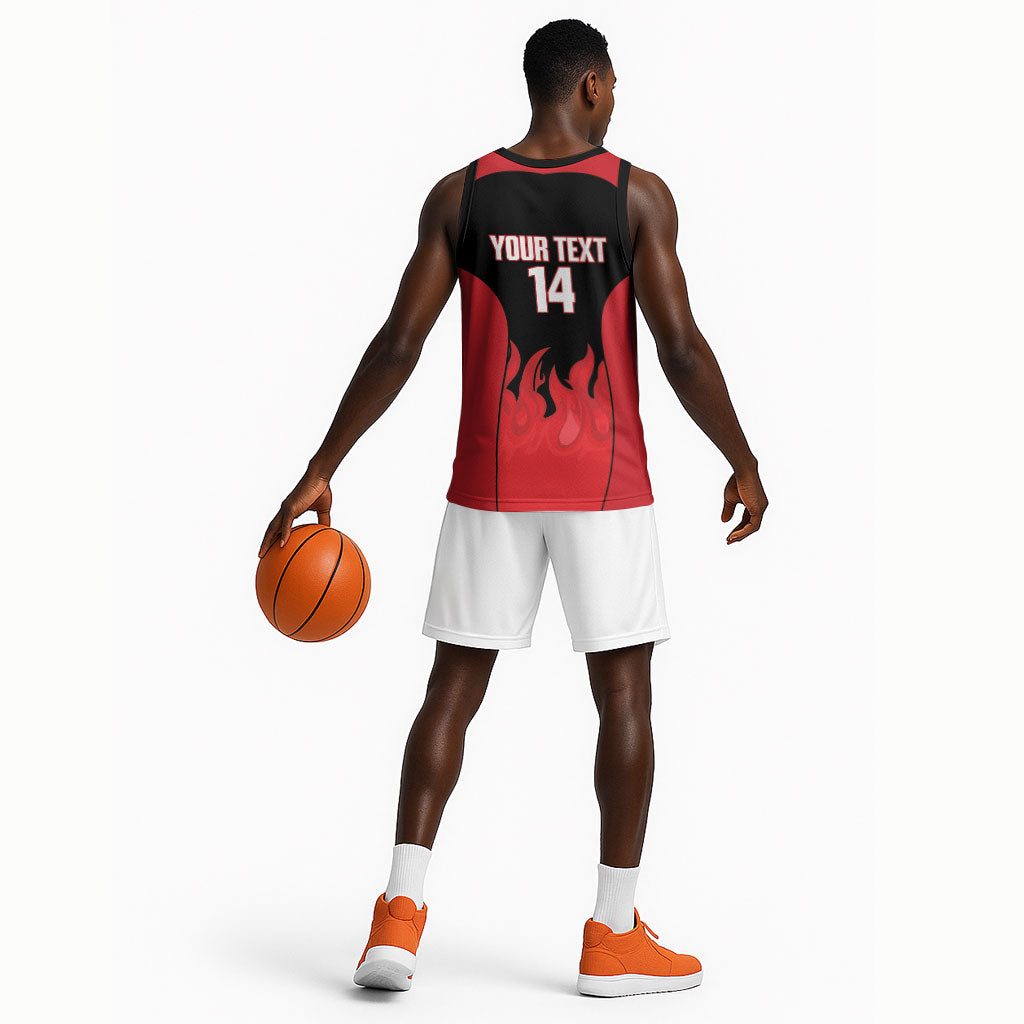 Malawi Football Custom Basketball Jersey Red Rising Sun Go Scorchers