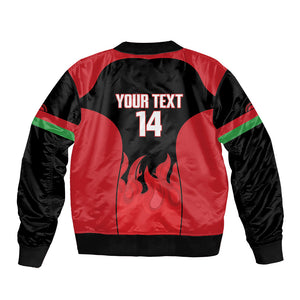 Malawi Football Custom Bomber Jacket Red Rising Sun Go Scorchers