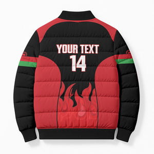 Malawi Football Custom Bomber Puffer Jacket Red Rising Sun Go Scorchers