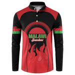 Malawi Football Custom Button Sweatshirt Red Rising Sun Go Scorchers