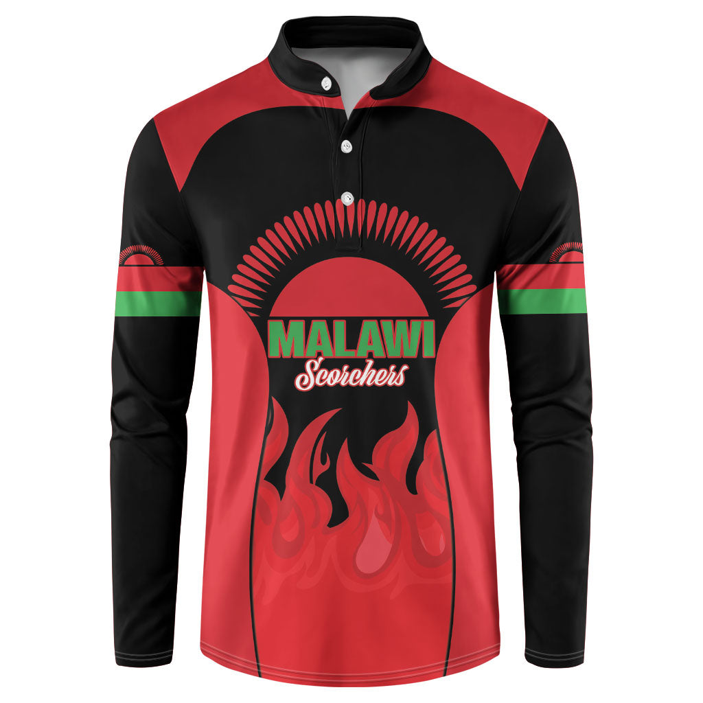 Malawi Football Custom Button Sweatshirt Red Rising Sun Go Scorchers