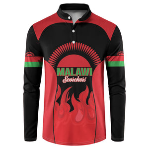 Malawi Football Custom Button Sweatshirt Red Rising Sun Go Scorchers