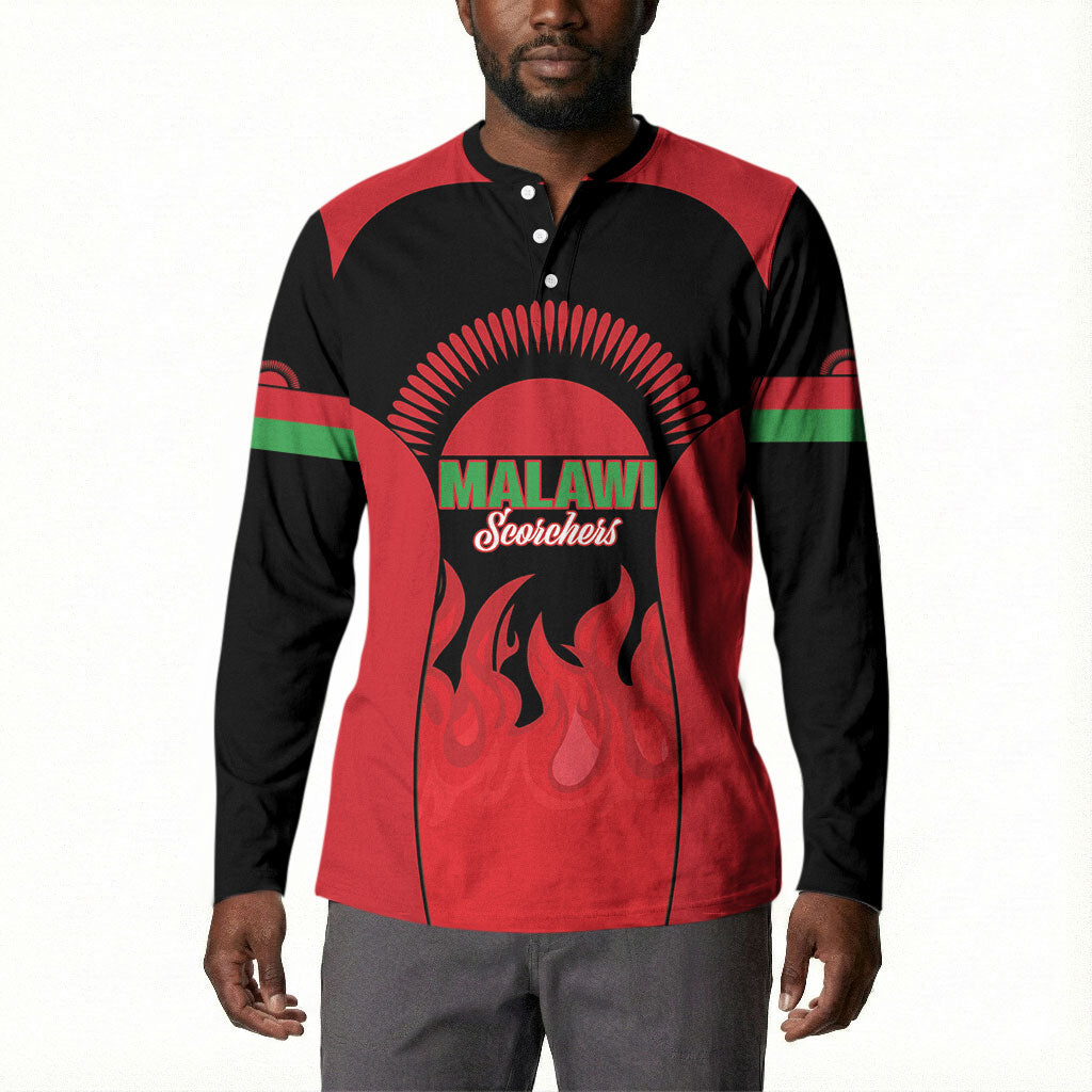 Malawi Football Custom Button Sweatshirt Red Rising Sun Go Scorchers