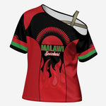 Malawi Football Custom Cross Shoulder Shirt Red Rising Sun Go Scorchers