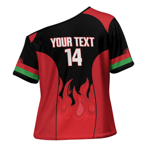 Malawi Football Custom Cross Shoulder Shirt Red Rising Sun Go Scorchers