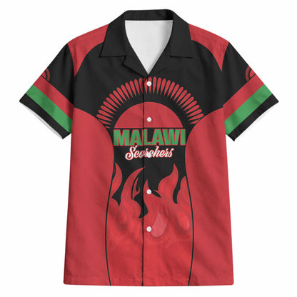 Malawi Football Custom Hawaiian Shirt Red Rising Sun Go Scorchers