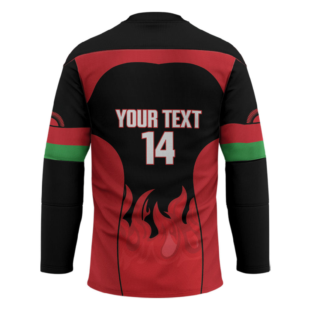 Malawi Football Custom Hockey Jersey Red Rising Sun Go Scorchers