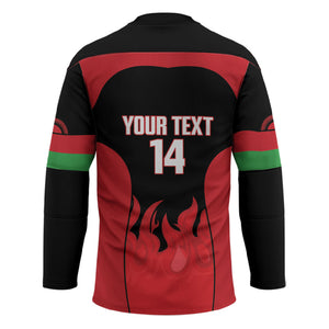 Malawi Football Custom Hockey Jersey Red Rising Sun Go Scorchers