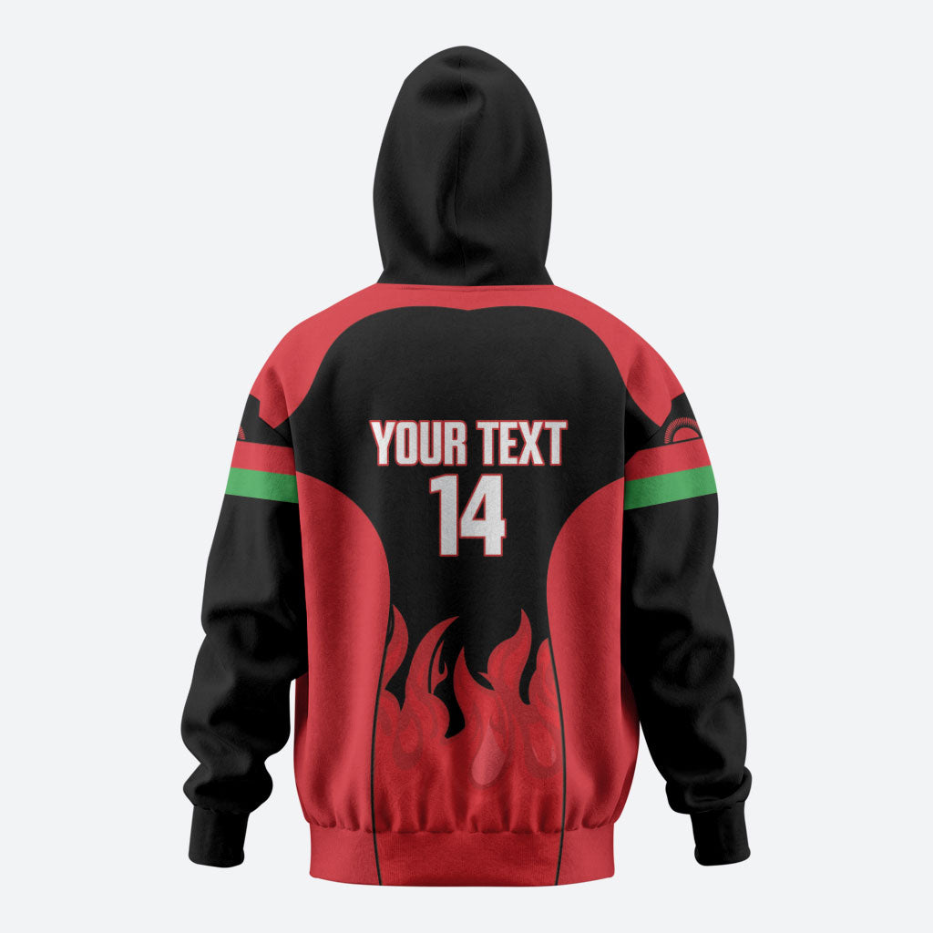Malawi Football Custom Hoodie Red Rising Sun Go Scorchers