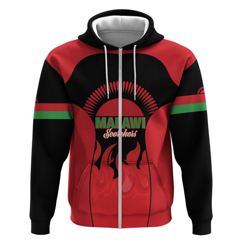 Malawi Football Custom Hoodie Red Rising Sun Go Scorchers