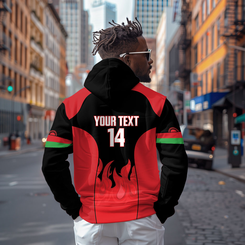 Malawi Football Custom Hoodie Red Rising Sun Go Scorchers