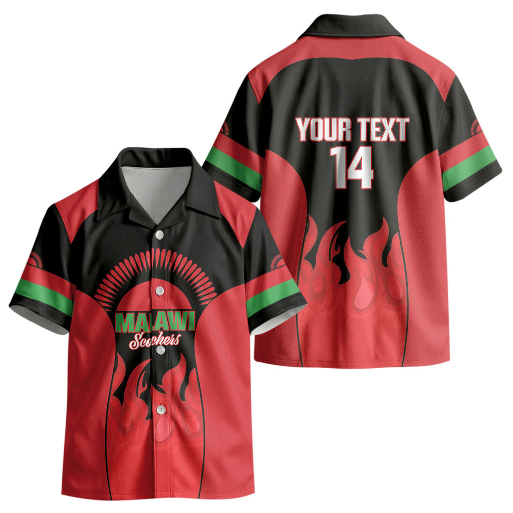 Malawi Football Custom Kid Hawaiian Shirt Red Rising Sun Go Scorchers