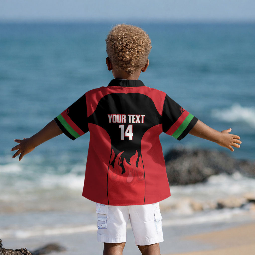 Malawi Football Custom Kid Hawaiian Shirt Red Rising Sun Go Scorchers