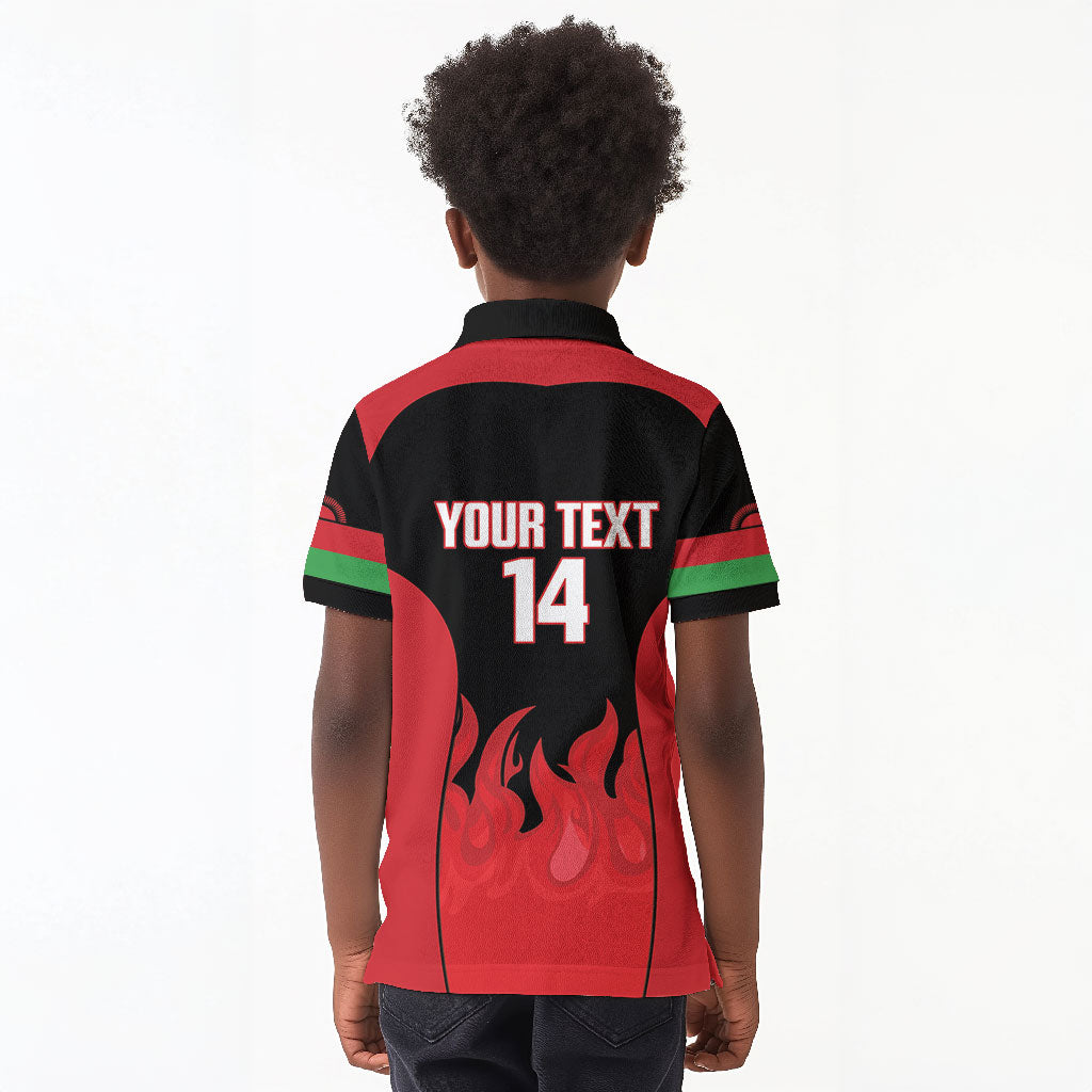 Malawi Football Custom Kid Polo Shirt Red Rising Sun Go Scorchers