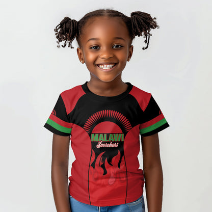 Malawi Football Custom Kid T shirt Red Rising Sun Go Scorchers