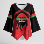 Malawi Football Custom Kimono Sleeve Blouse Red Rising Sun Go Scorchers