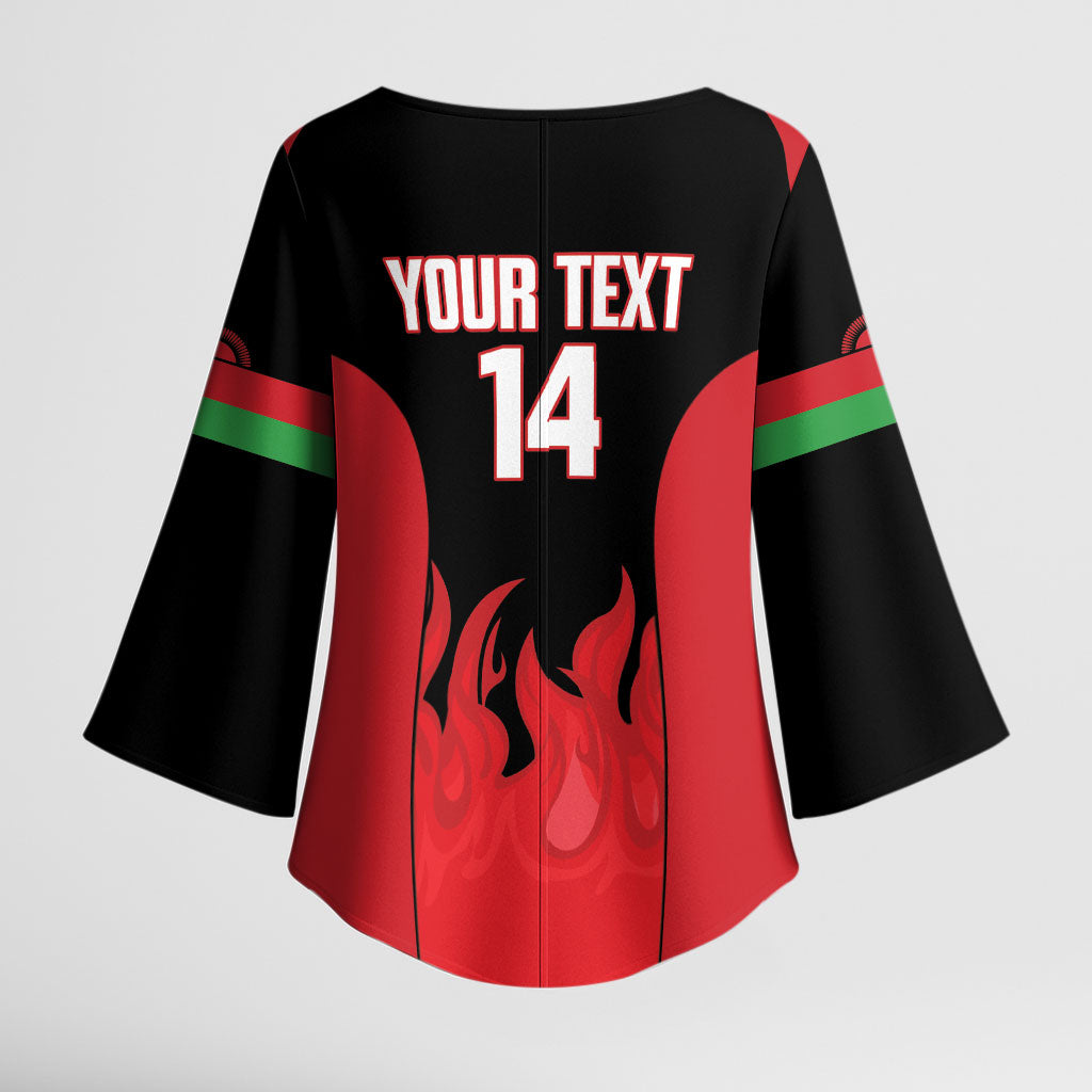 Malawi Football Custom Kimono Sleeve Blouse Red Rising Sun Go Scorchers