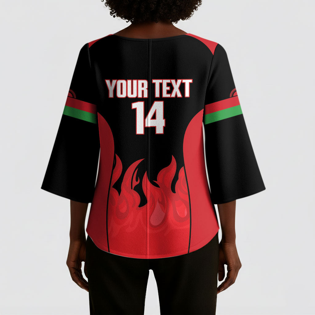 Malawi Football Custom Kimono Sleeve Blouse Red Rising Sun Go Scorchers