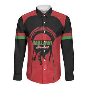 Malawi Football Custom Long Sleeve Button Shirt Red Rising Sun Go Scorchers