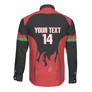Malawi Football Custom Long Sleeve Button Shirt Red Rising Sun Go Scorchers