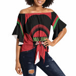 Malawi Football Custom Off Shoulder Wrap Waist Top Red Rising Sun Go Scorchers