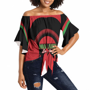 Malawi Football Custom Off Shoulder Wrap Waist Top Red Rising Sun Go Scorchers