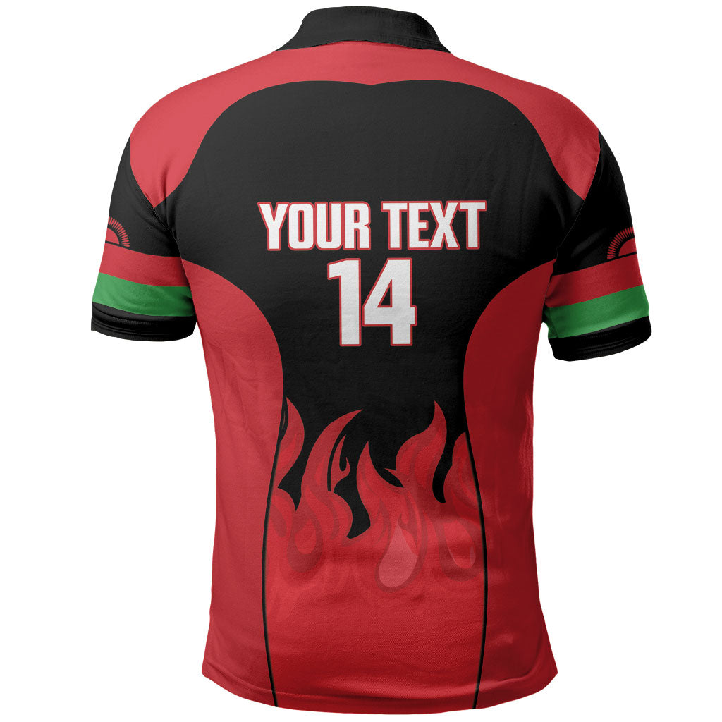 Malawi Football Custom Polo Shirt Red Rising Sun Go Scorchers