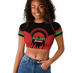 Malawi Football Custom Raglan Cropped T shirt Red Rising Sun Go Scorchers