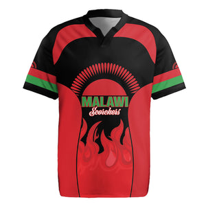 Malawi Football Custom Rugby Jersey Red Rising Sun Go Scorchers