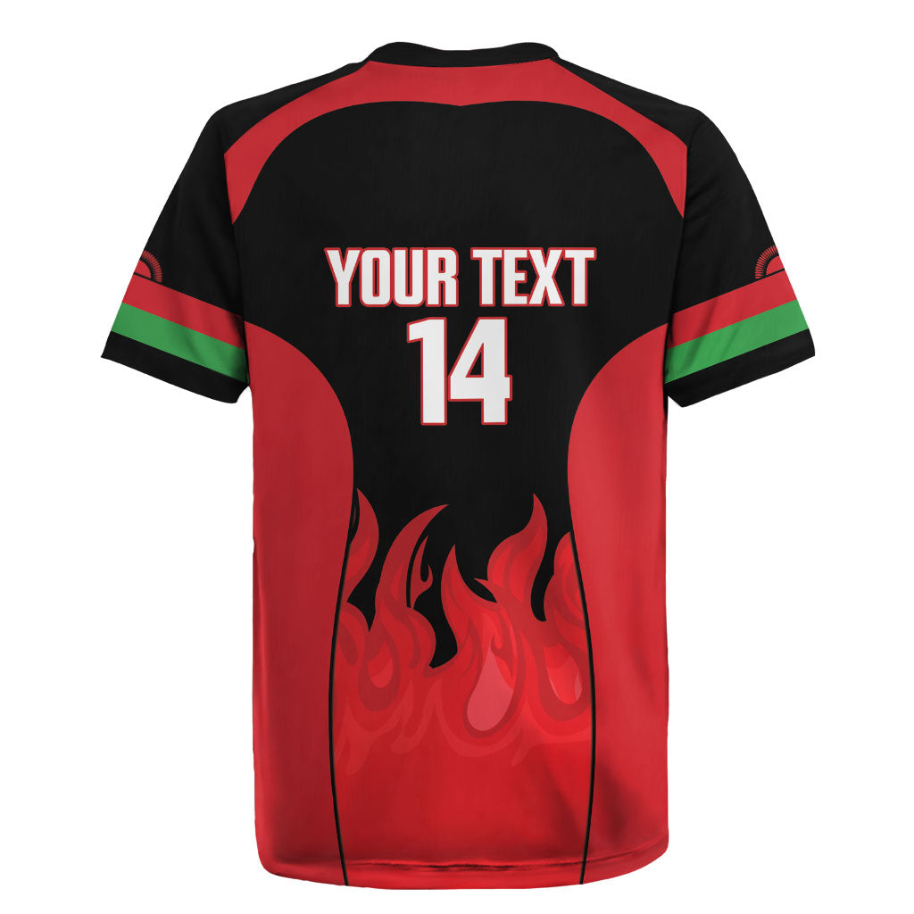 Malawi Football Custom Rugby Jersey Red Rising Sun Go Scorchers
